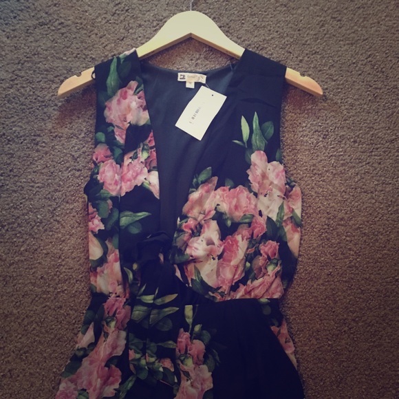 Cotton Candy Other - Black Floral Romper